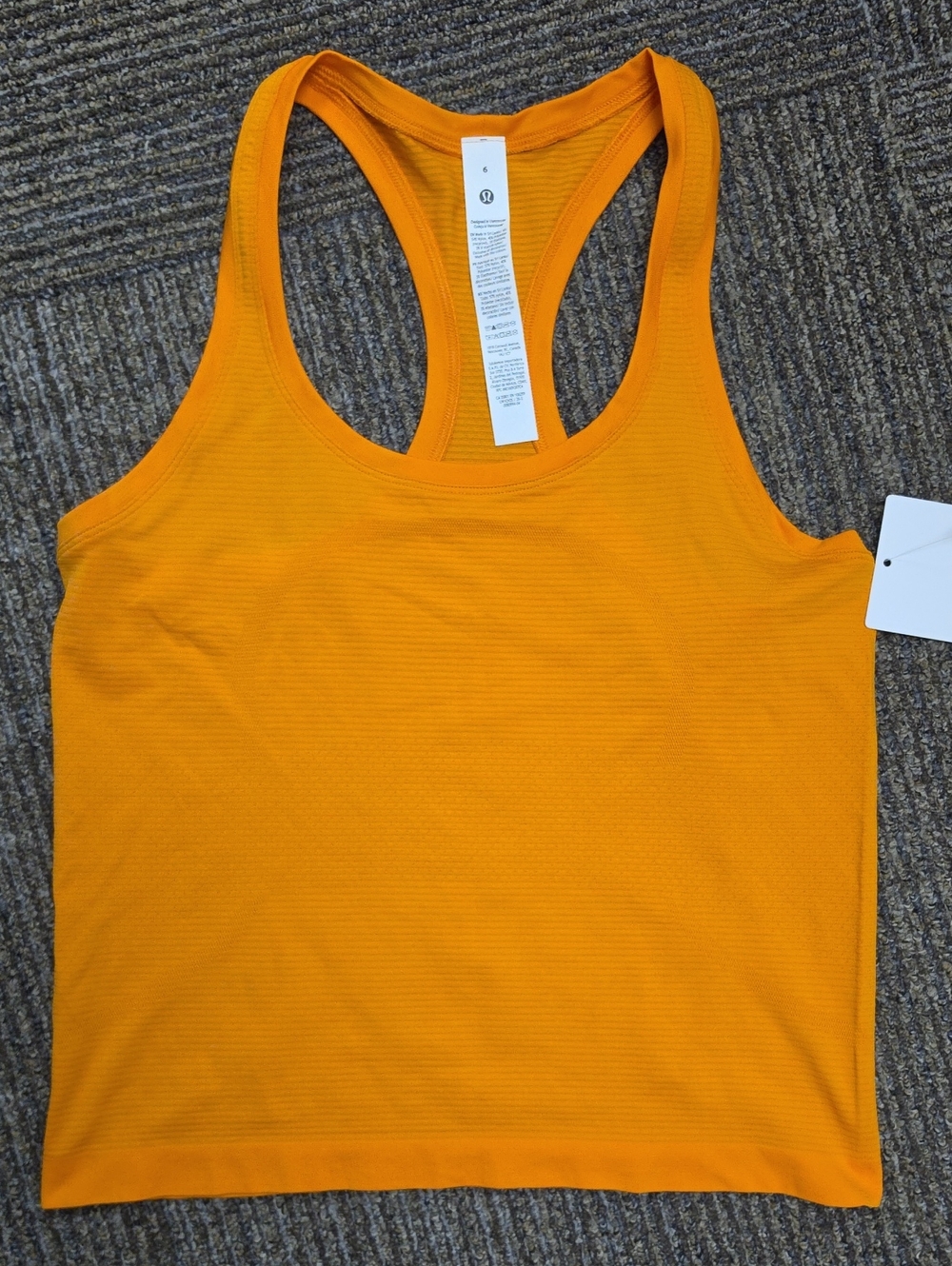Lululemon Swiftly Tech Racerback Tank Top 2.0Waist Length, Size 6, Orange